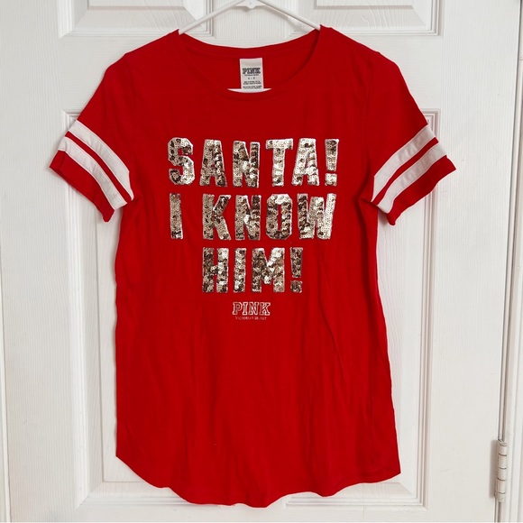 PINK Victoria's Secret Tops - PINK Victoria's Secret | Santa I Know Him Tee
